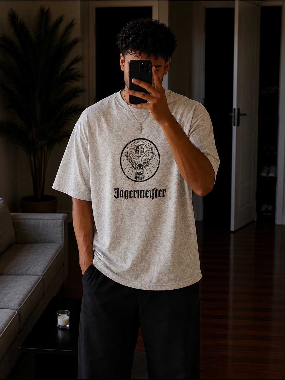 Jagermeister Light Gray Short-Sleeve Logo Tee